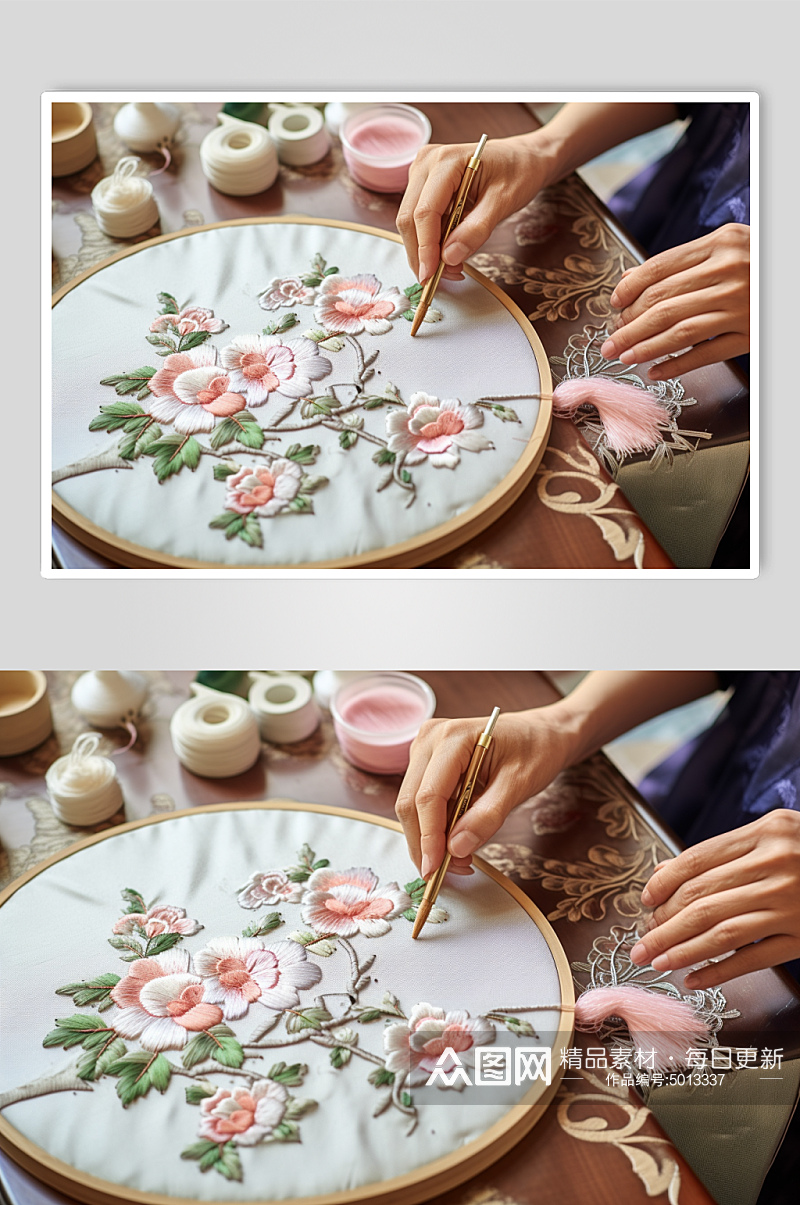 AI数字艺术刺绣工匠传统文化摄影图片素材