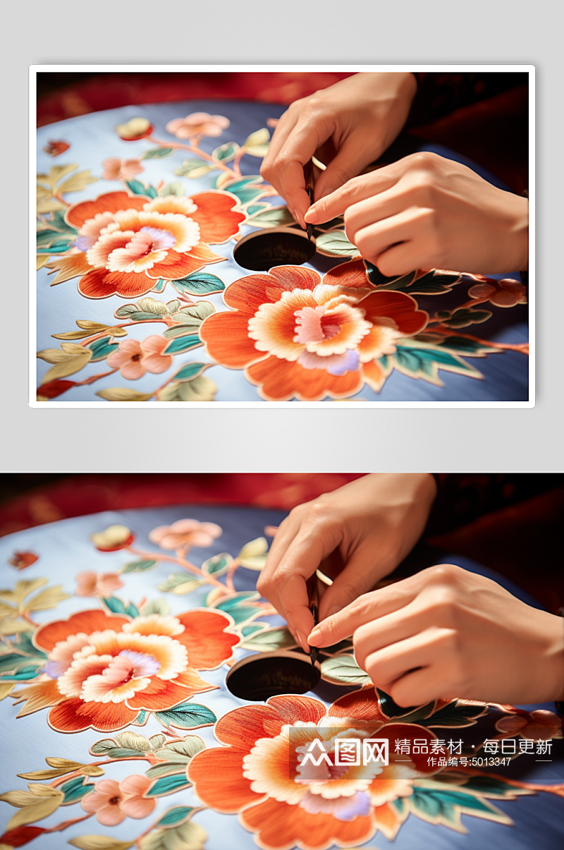 AI数字艺术刺绣工匠传统文化摄影图片素材