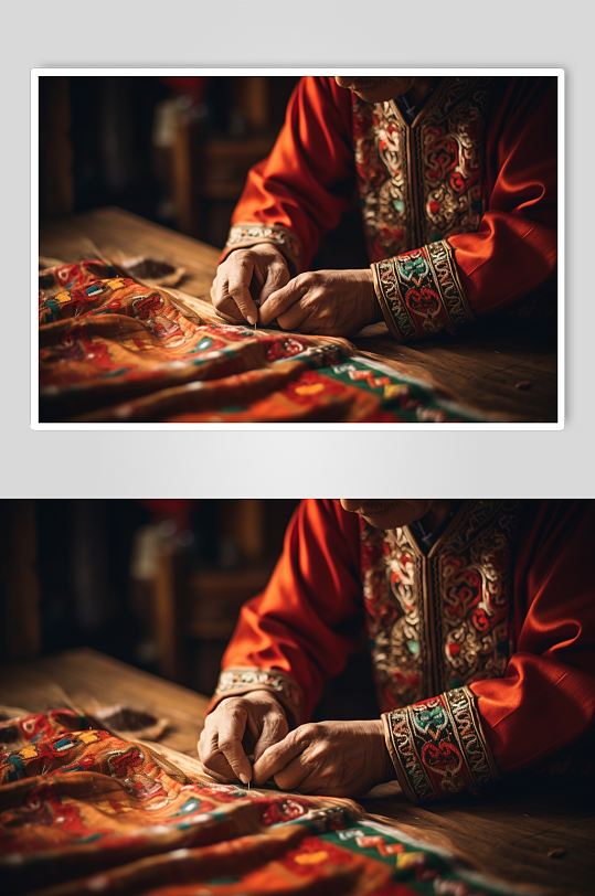 AI数字艺术刺绣工匠传统文化摄影图片