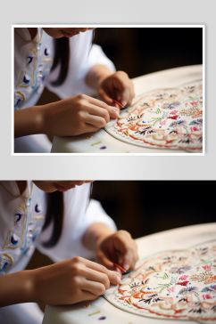 AI数字艺术刺绣工匠传统文化摄影图片