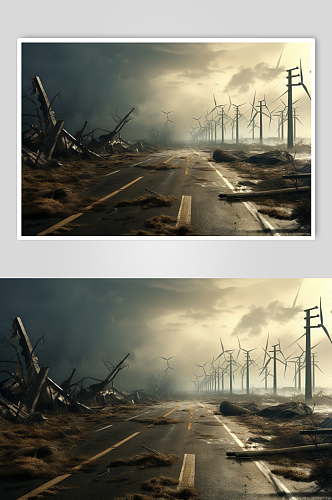 AI数字艺术自然灾害大风摄影图片