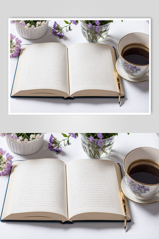 AI数字艺术打开的书本笔记摄影图