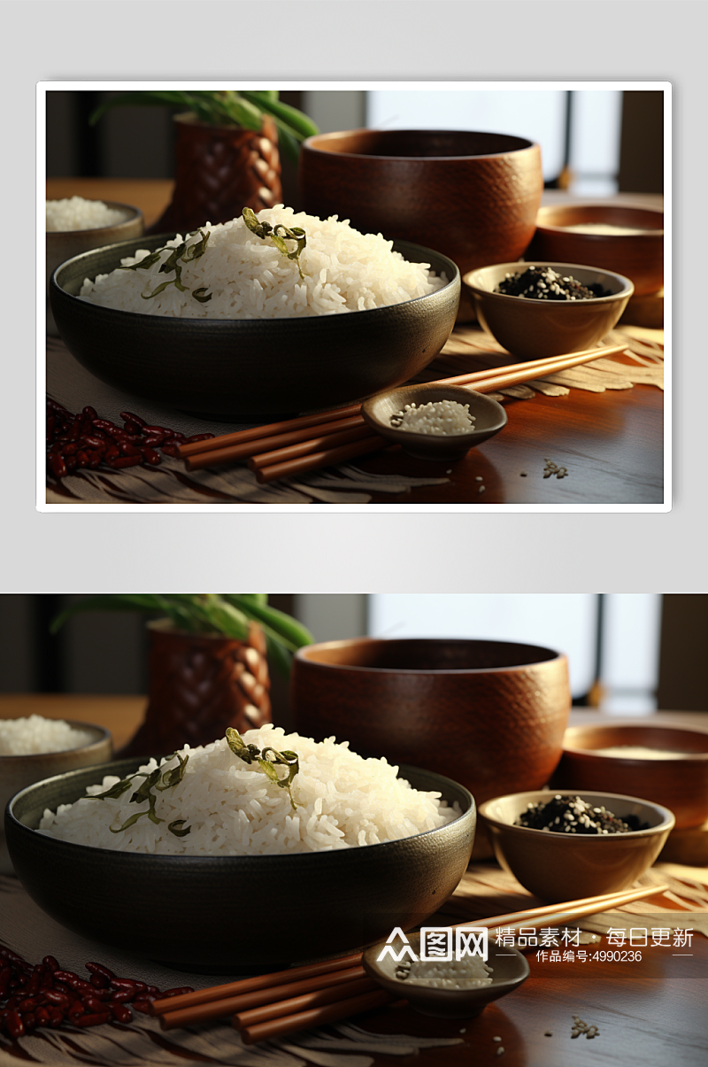 AI数字艺术清新大米米饭粮食摄影图片素材