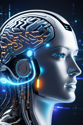 AI数字艺术大脑数据科技元素模型