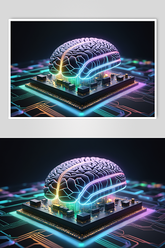 AI数字艺术大脑数据科技元素模型