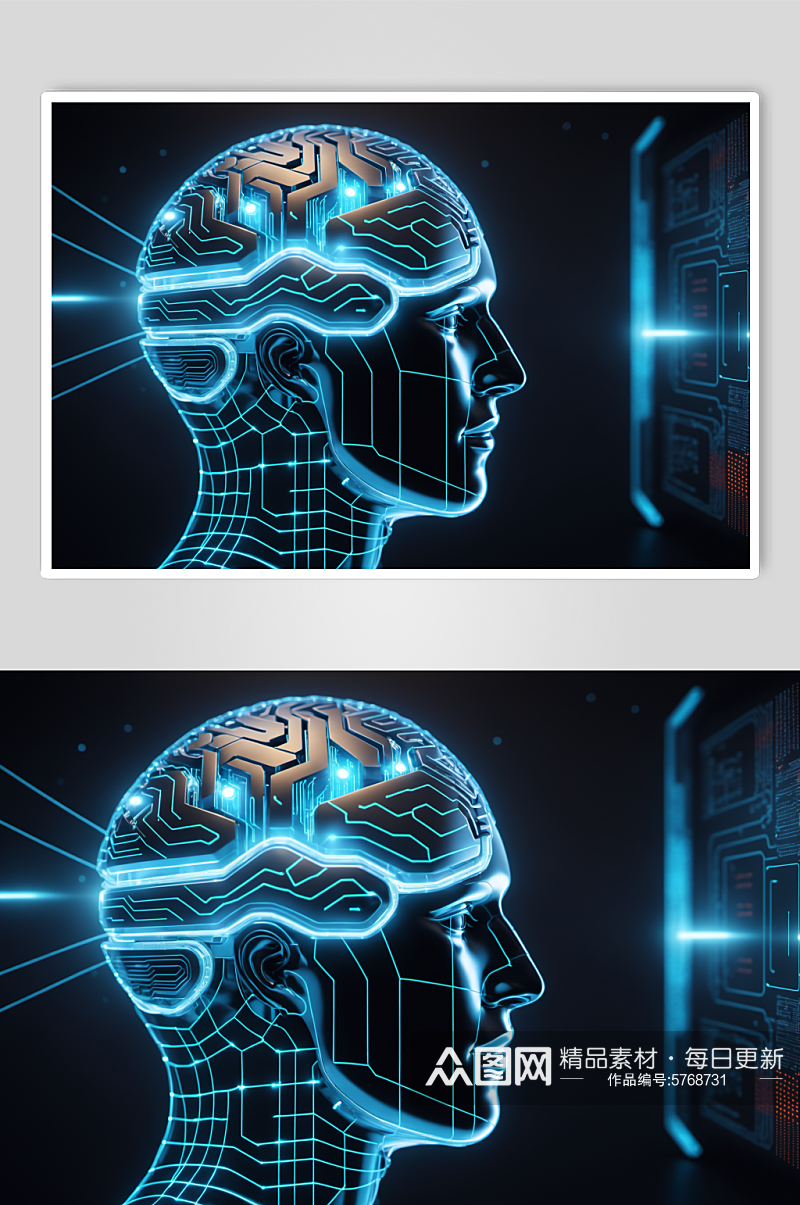 AI数字艺术大脑数据科技元素模型素材