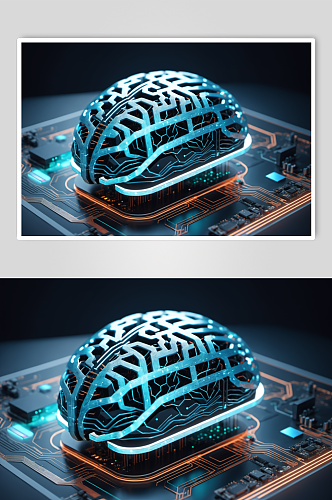 AI数字艺术大脑数据科技元素模型