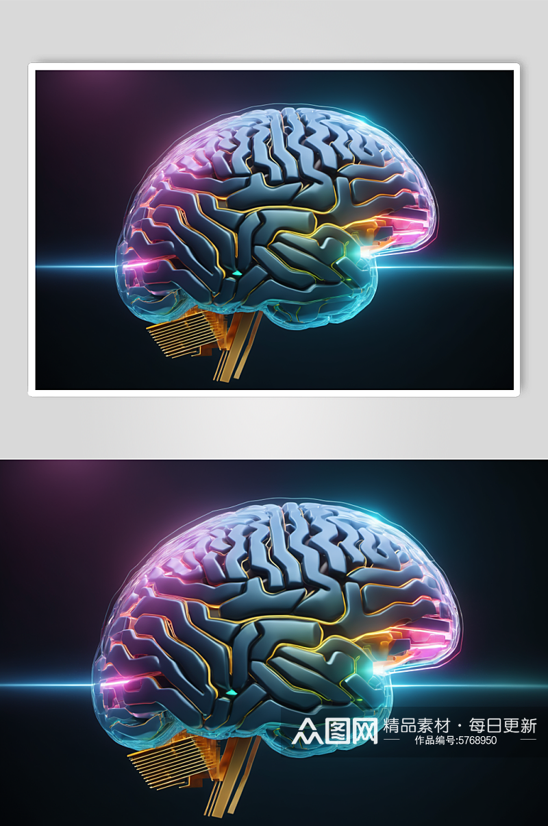 AI数字艺术大脑数据科技元素模型素材