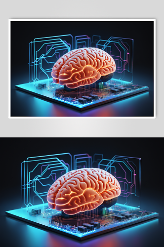 AI数字艺术大脑数据科技元素模型