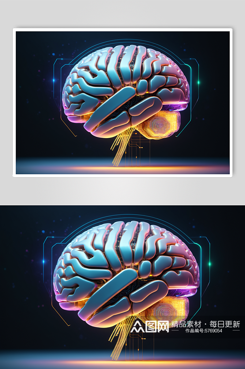 AI数字艺术大脑数据科技元素模型素材