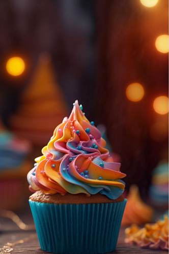 AI数字艺术简约杯子蛋糕甜品摄影图片