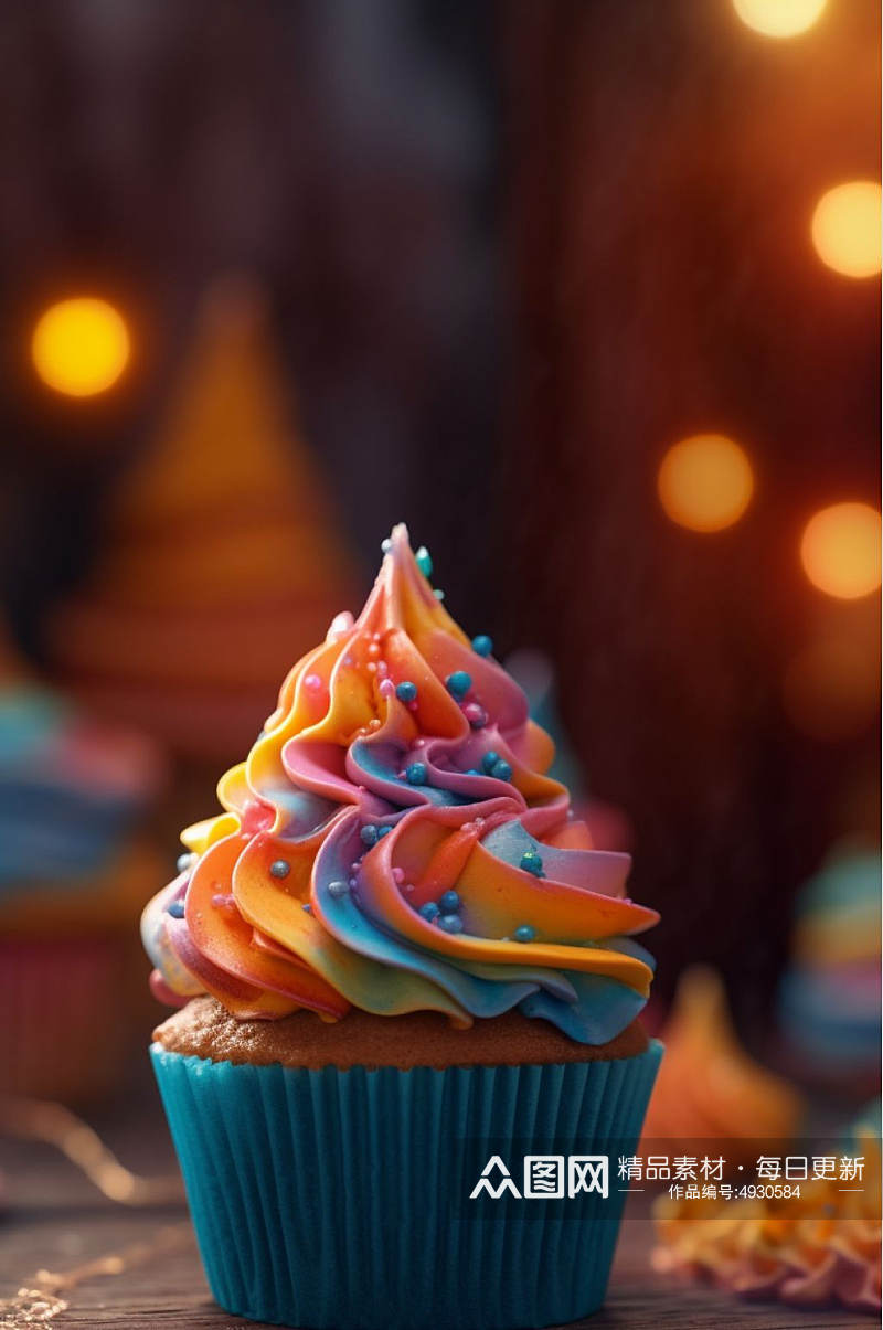 AI数字艺术简约杯子蛋糕甜品摄影图片素材