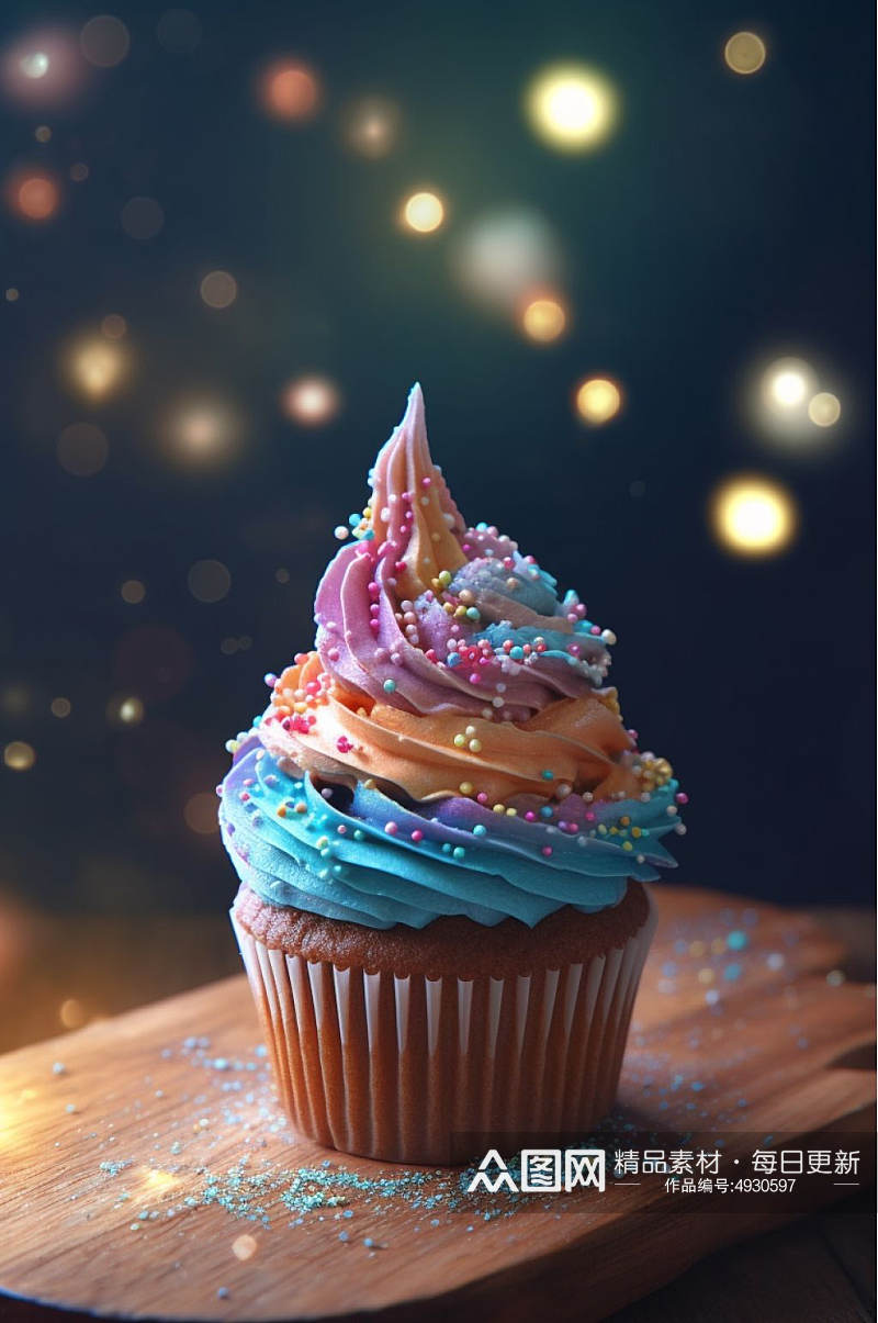 AI数字艺术清新杯子蛋糕甜品摄影图片素材