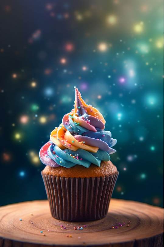 AI数字艺术清新杯子蛋糕甜品摄影图片