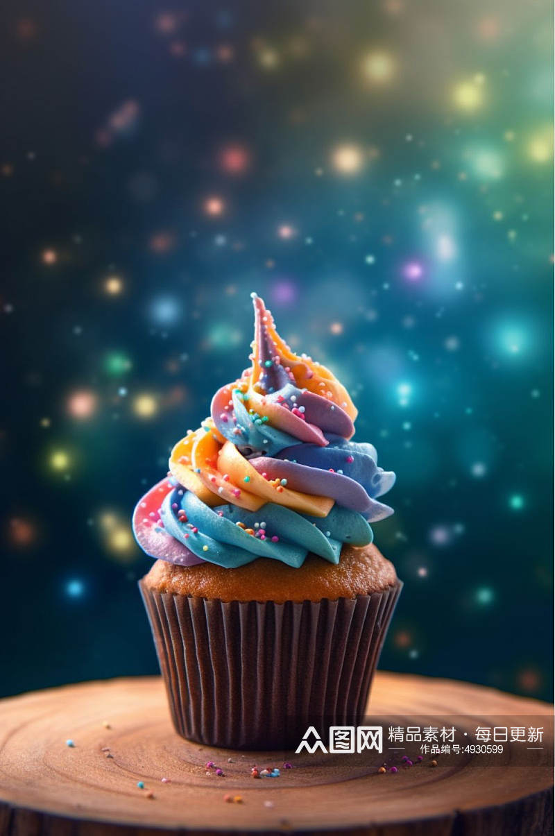 AI数字艺术清新杯子蛋糕甜品摄影图片素材