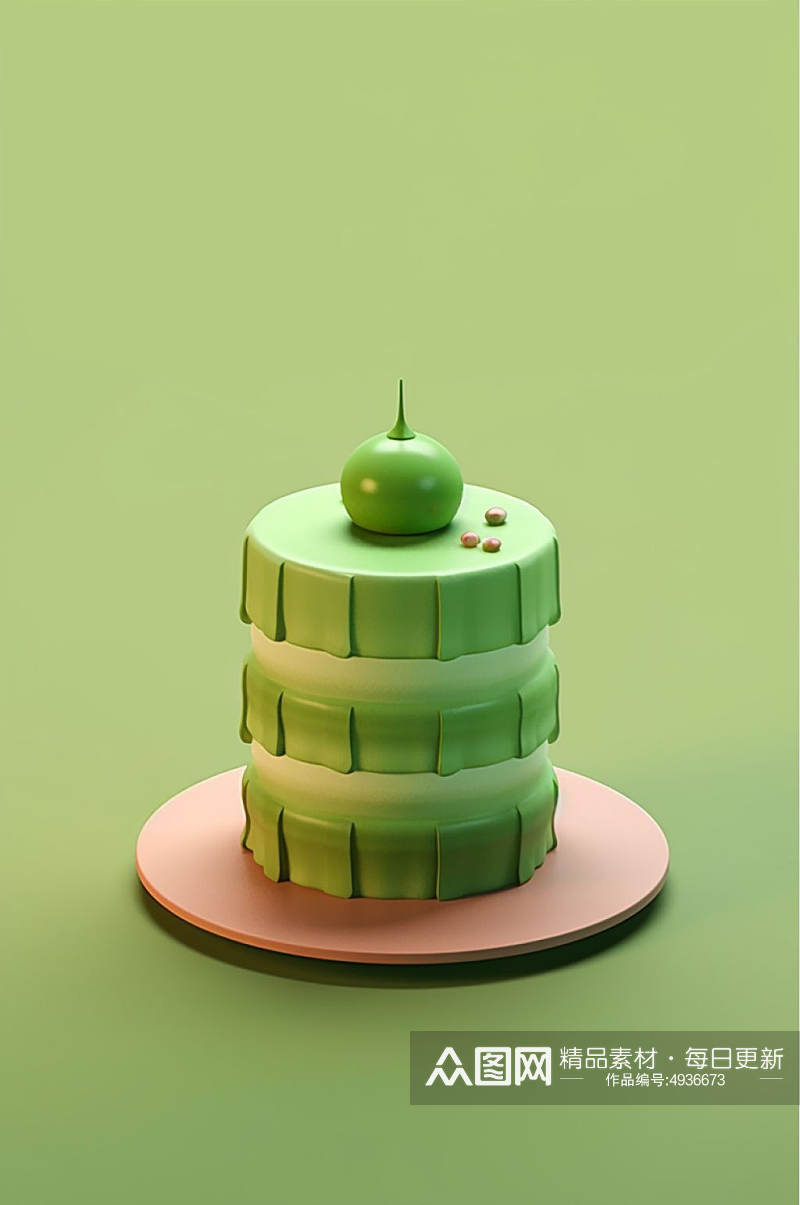 AI数字艺术原创蛋糕植物花草森林场景模型素材