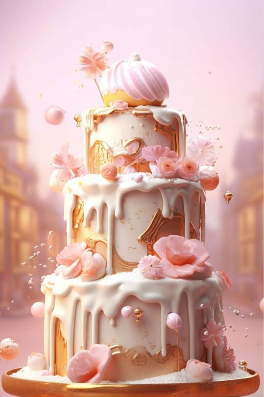 AI数字艺术高清蛋糕植物花草森林场景模型-众图网