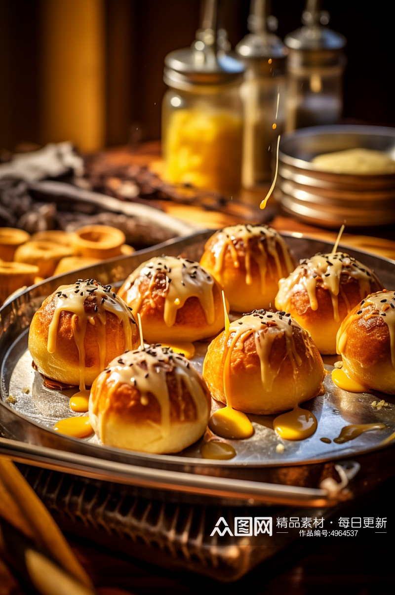 AI数字艺术高清蛋黄酥食物美食摄影图片素材