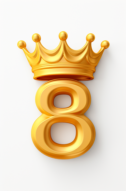 AI數(shù)字藝術(shù)金色皇冠立體倒計(jì)時數(shù)字8模型