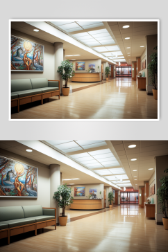 AI数字艺术导诊台医院场景摄影图
