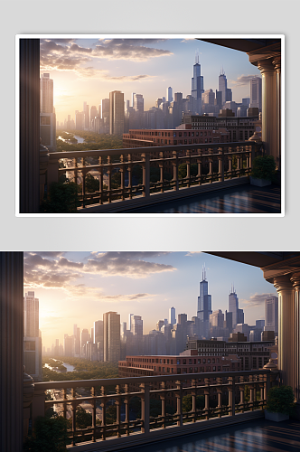 AI数字艺术高清城市建筑高楼大厦摄影图片