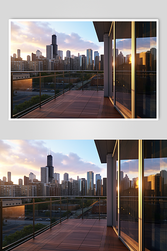 AI数字艺术手绘城市建筑高楼大厦摄影图片
