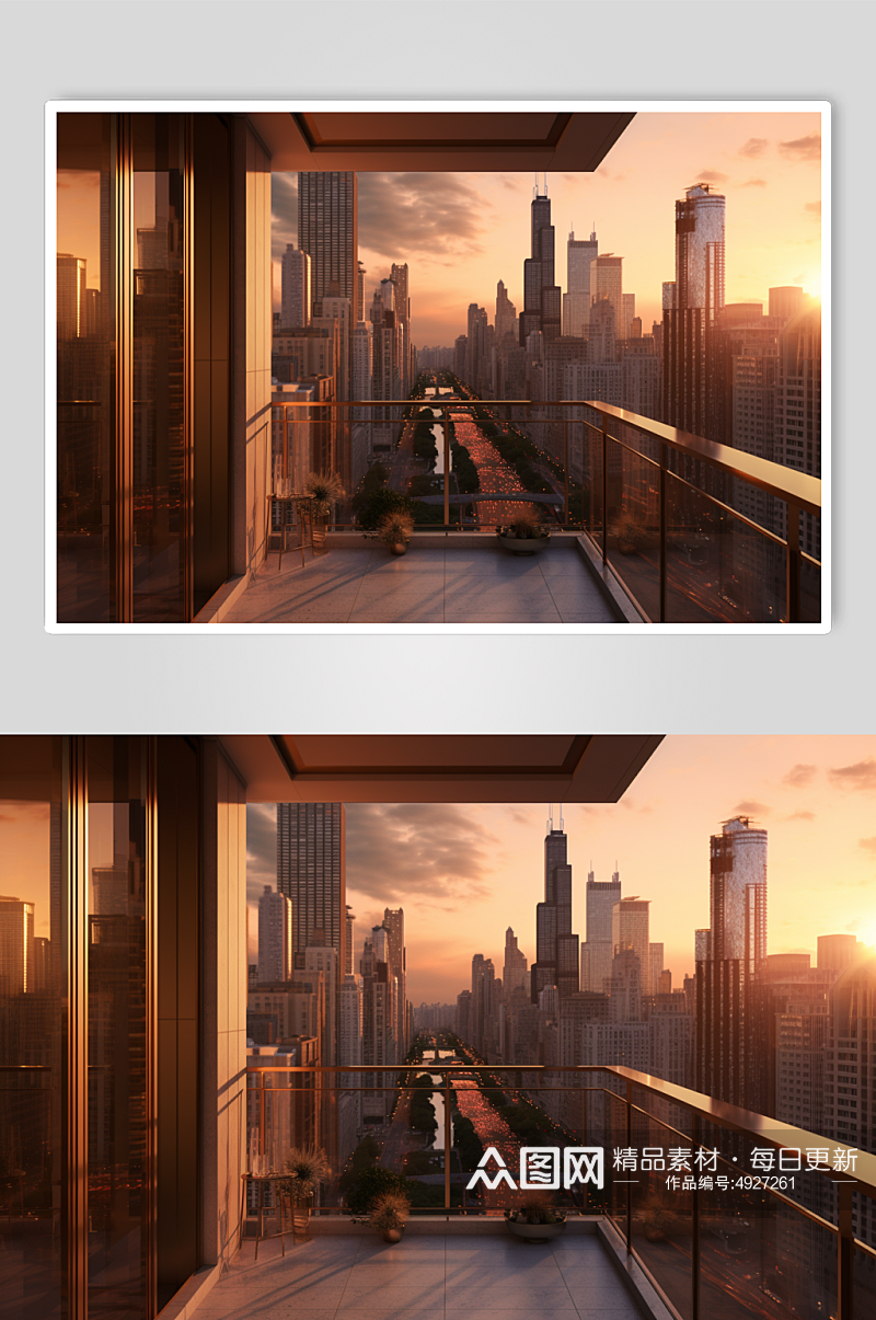 AI数字艺术手绘城市建筑高楼大厦摄影图片素材