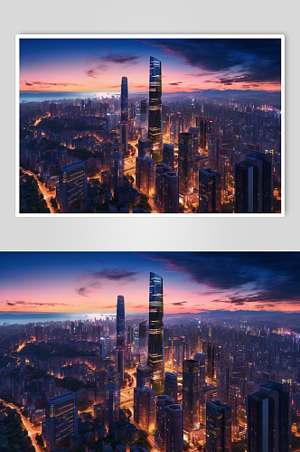 AI数字艺术卡通城市建筑高楼大厦摄影图片