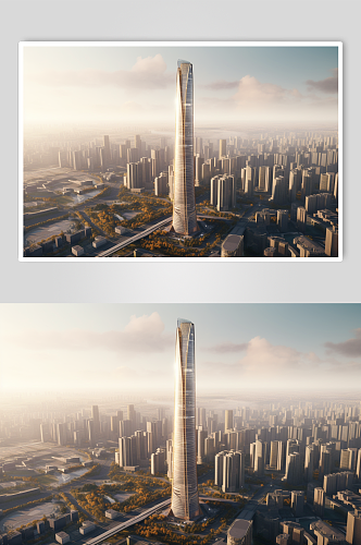 AI数字艺术创意城市建筑高楼大厦摄影图片