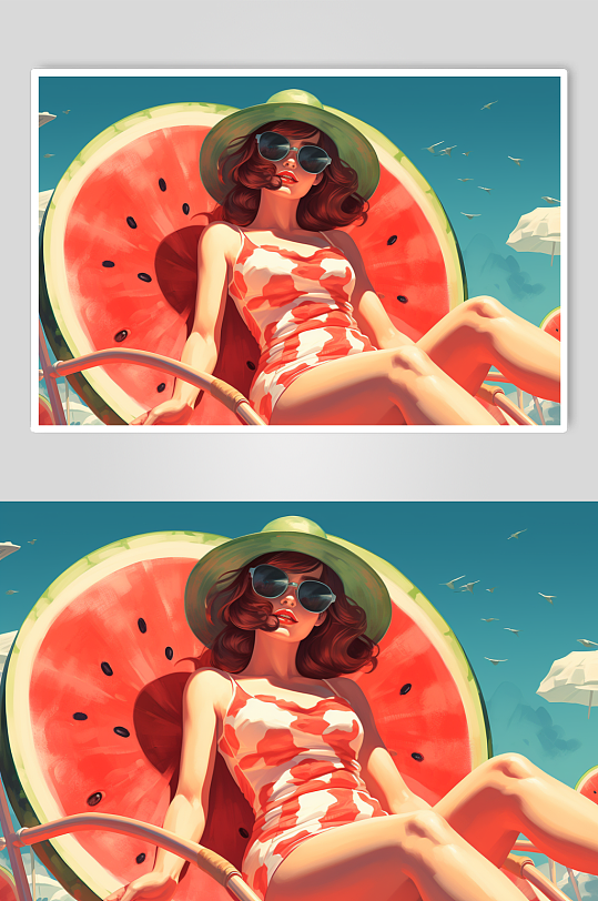 AI数字艺术大暑节气的图插画-众图网