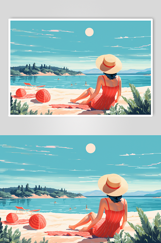 AI数字艺术大暑节气的图插画-众图网