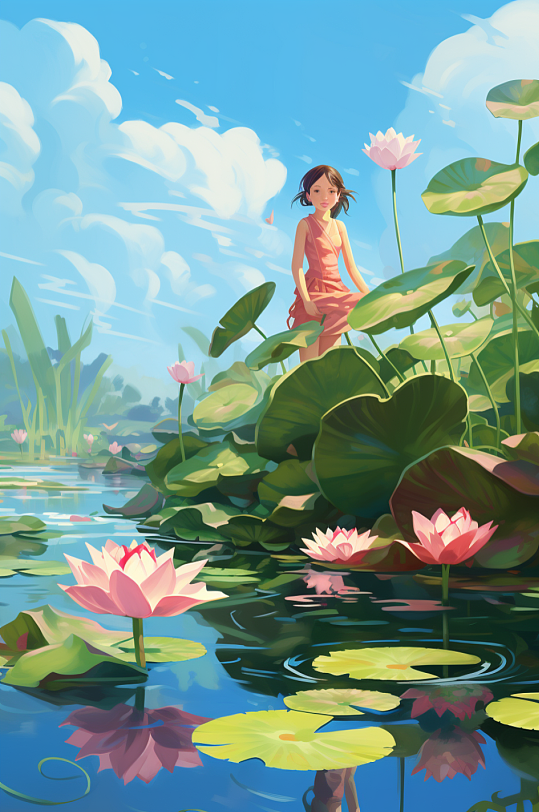 AI数字艺术大暑节气的图插画-众图网