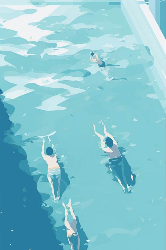 AI数字艺术泳池二十四节气大暑插画