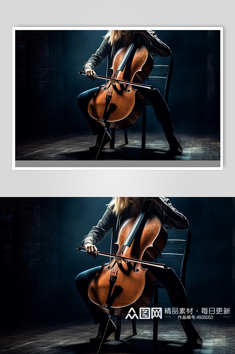 AI数字艺术高清大提琴乐器摄影图片素材