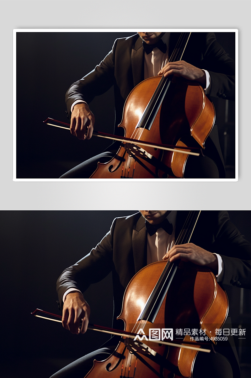 AI数字艺术高清大提琴乐器摄影图片素材
