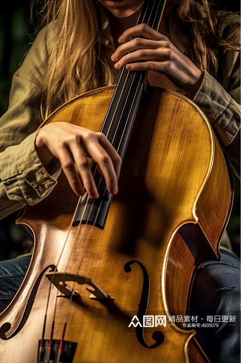 AI数字艺术精美大提琴乐器摄影图片素材