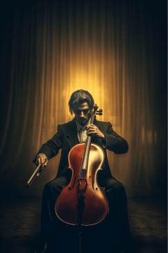 AI数字艺术精美大提琴乐器摄影图片