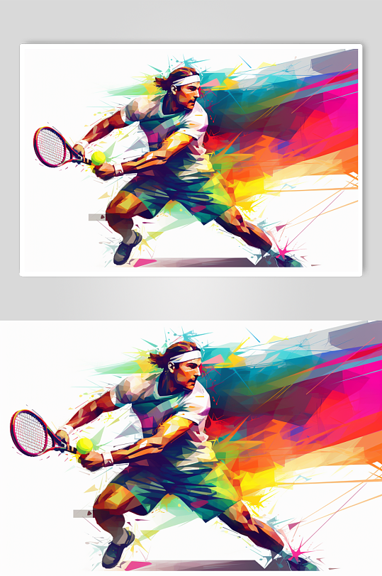 AI数字艺术打网球体育运动插画