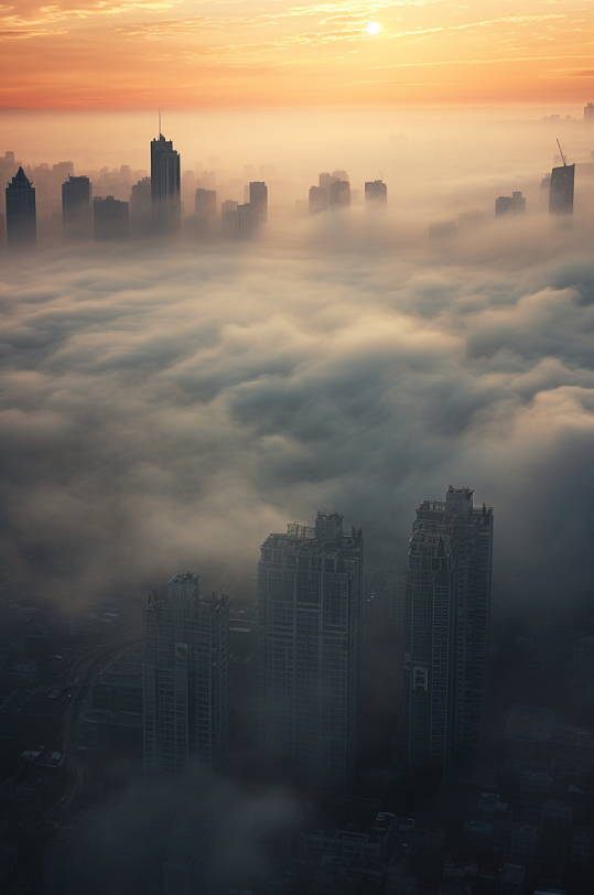 AI数字艺术自然灾害大雾摄影图片