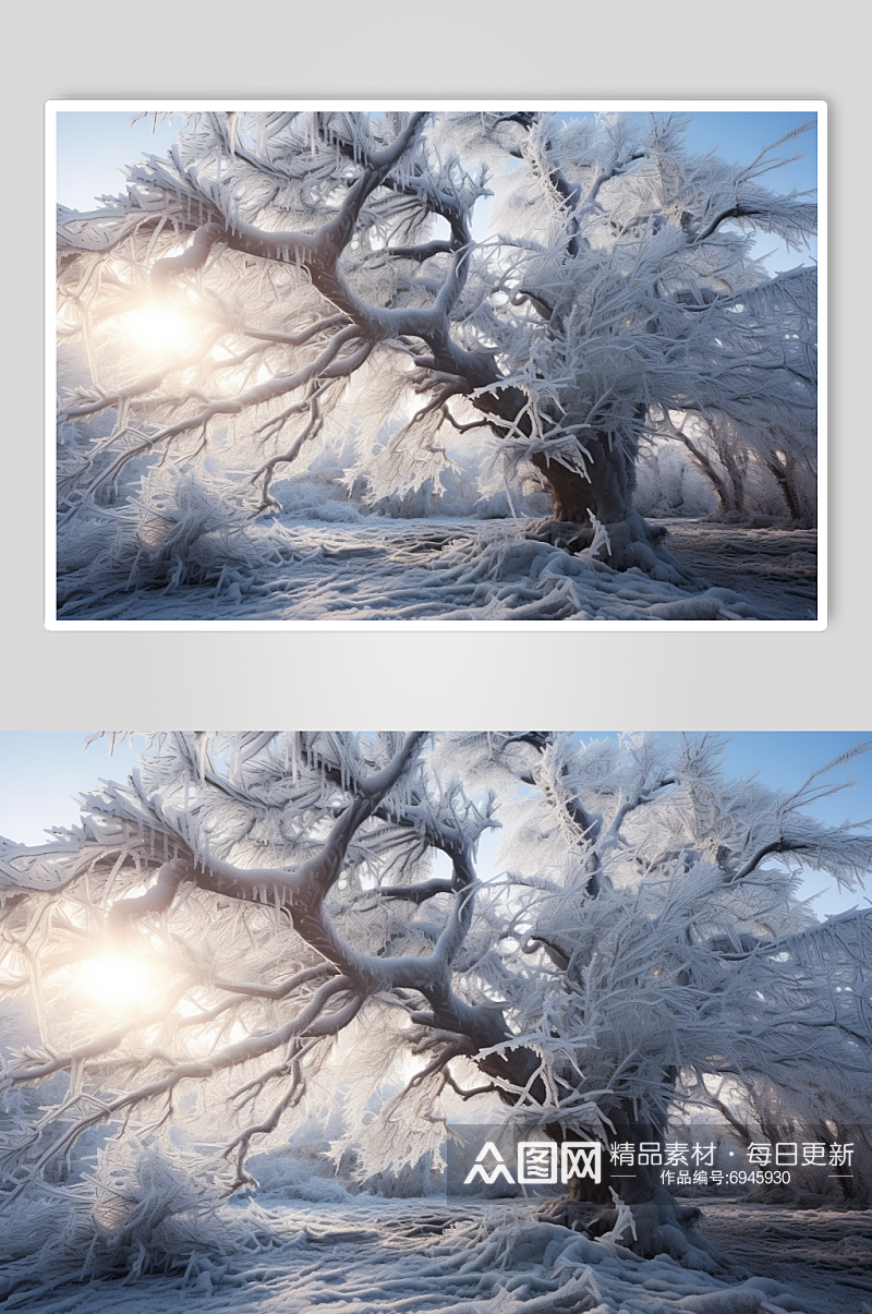 AI数字艺术冬季大雪风景图素材