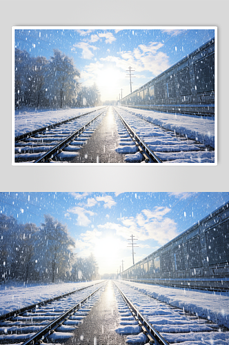 AI数字艺术冬季大雪风景图