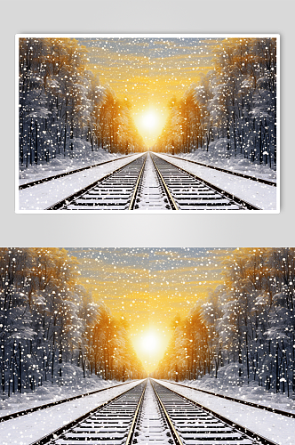 AI数字艺术冬季大雪风景图