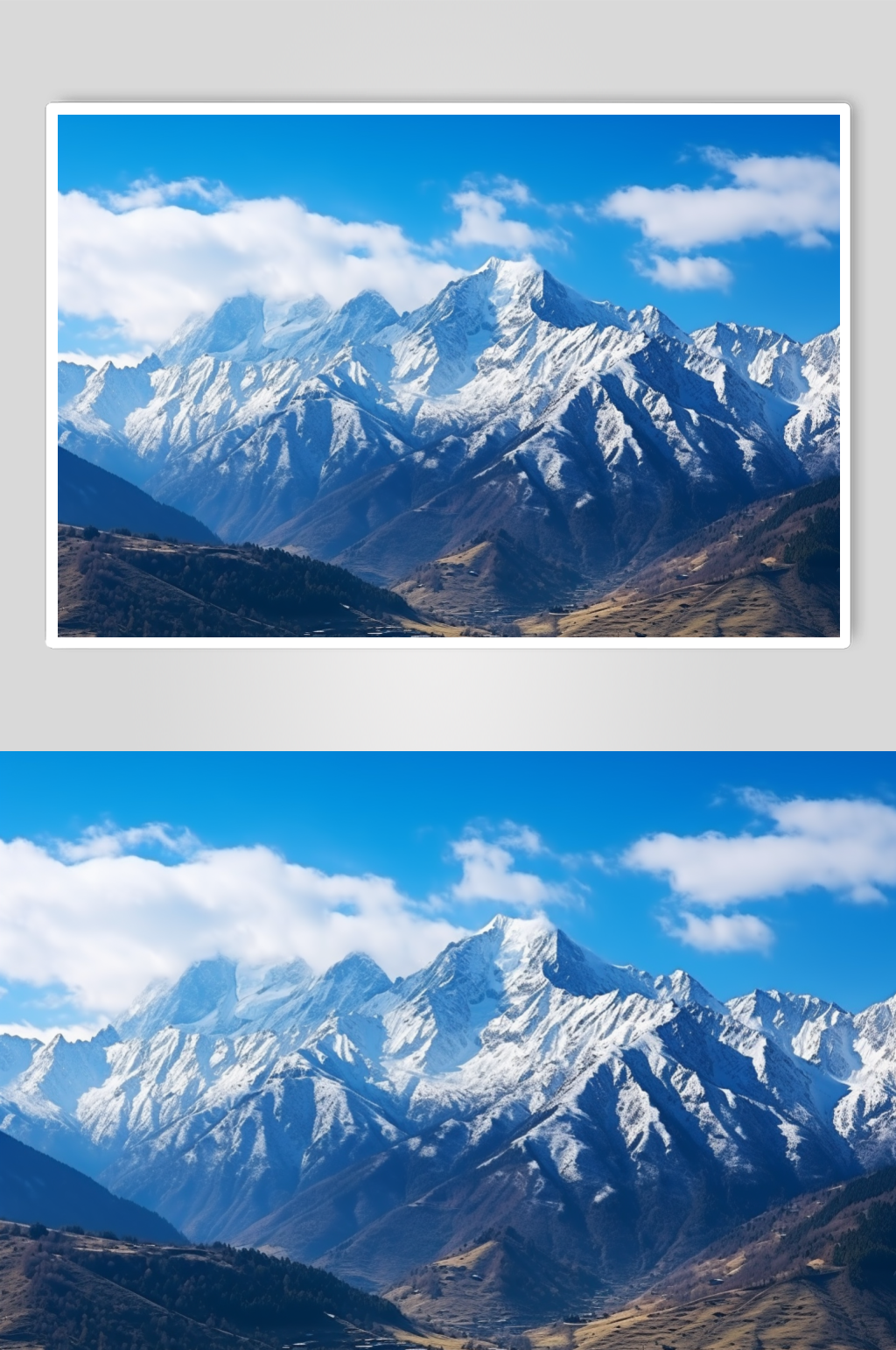 AI数字艺术冬季大雪风景背景图素材