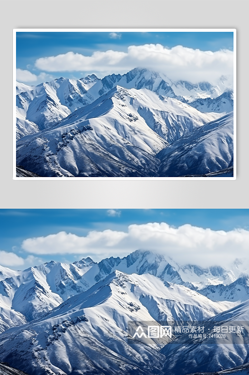 AI数字艺术冬季大雪风景背景图素材