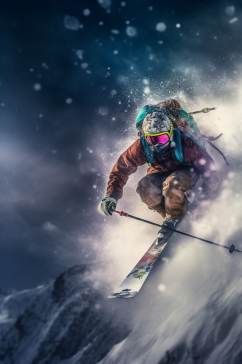 AI数字艺术滑雪二十四节气大雪摄影图片