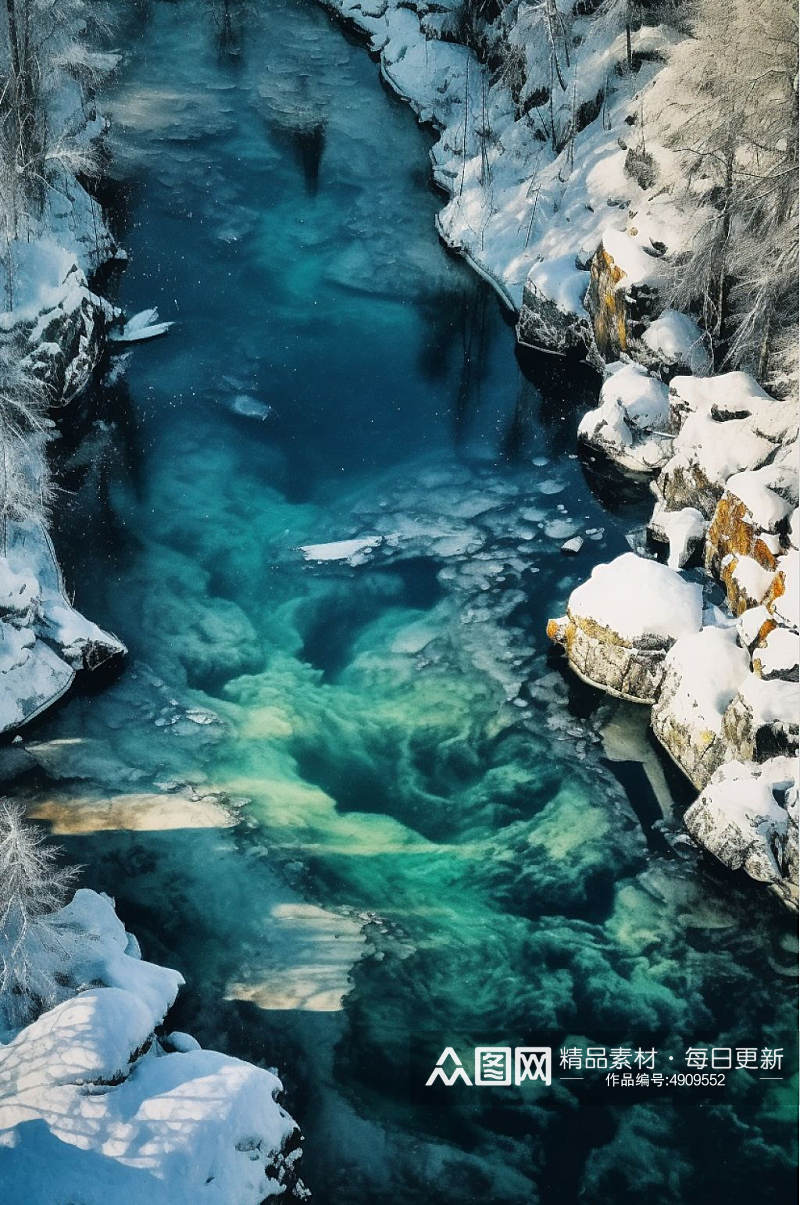 AI数字艺术河流二十四节气大雪摄影图片素材