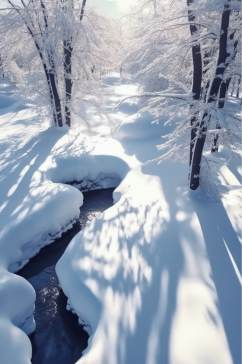 AI数字艺术下雪二十四节气大雪摄影图片