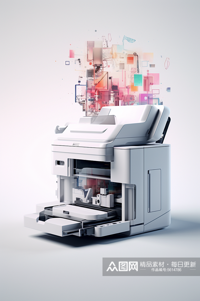 AI数字艺术办公设备打印机模型素材