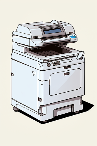 AI数字艺术卡通办公设备打印机插画