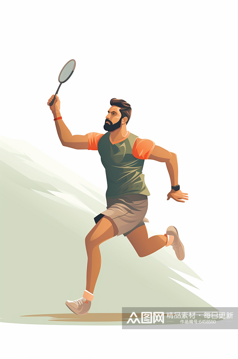 AI数字艺术打羽毛球体育运动插画素材